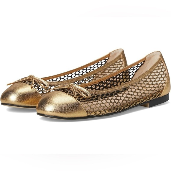 French Sole Shoes - FS/NY French Sole New York Lattice Cap Toe Leather Ballet Flats 6
